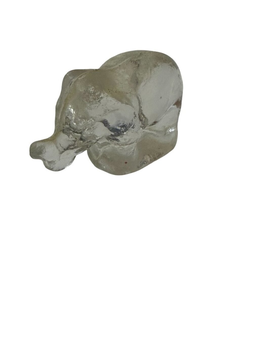 Vintage Clear Glass Resting Elephant Figurine Paperweight 2.75 Inch